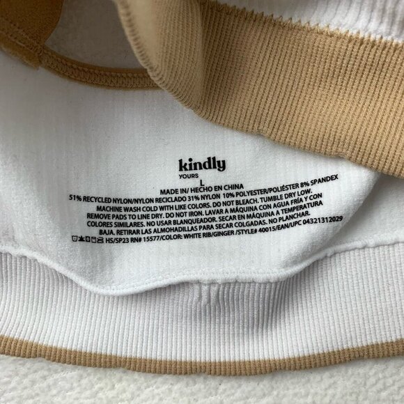 Kindly Yours Seamless Pullover Size Large Beige White Ribbed Bralette New - Picture 7 of 7